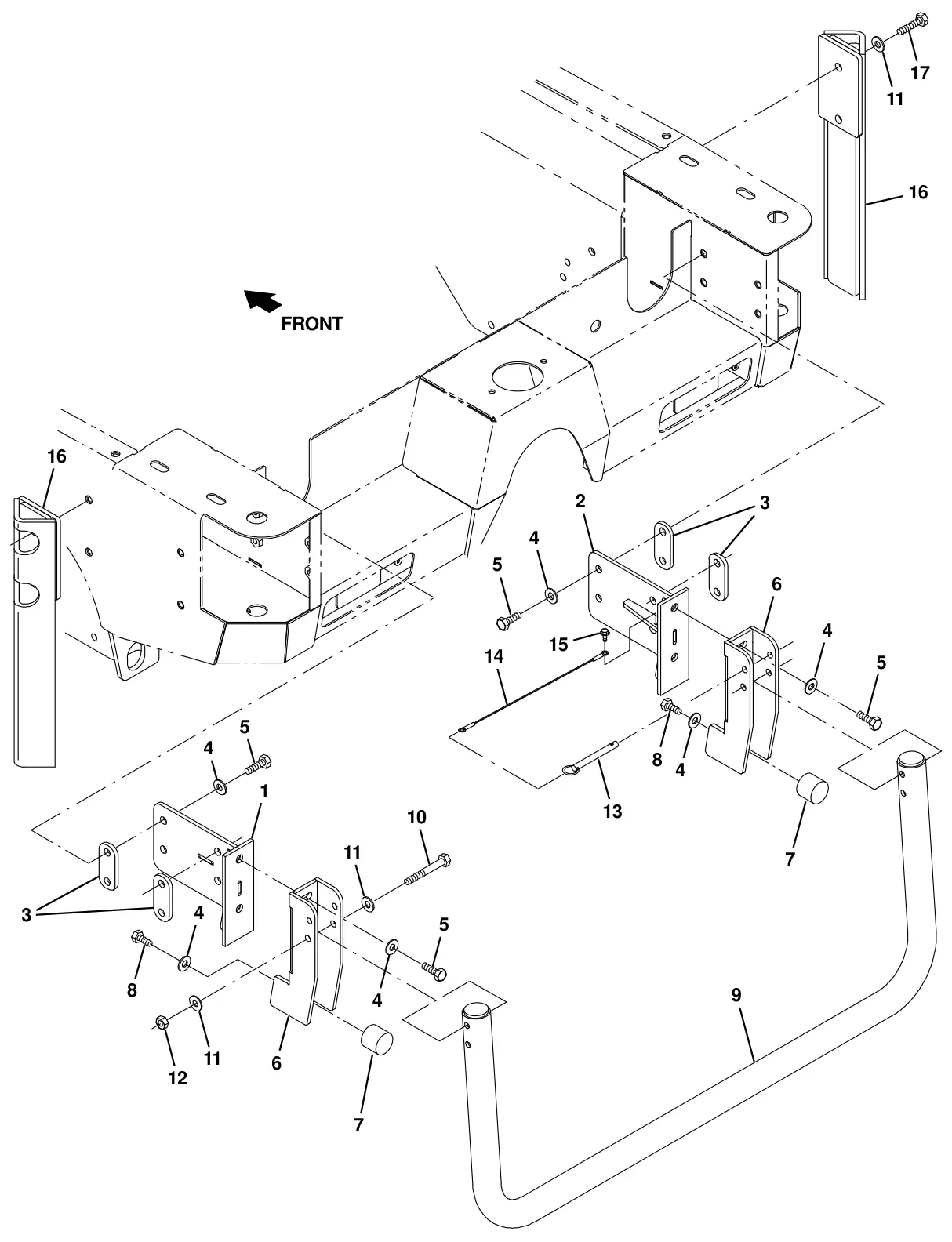 Tennant T20 Diesel squeegee guard kit (option) drawing, manual page 257