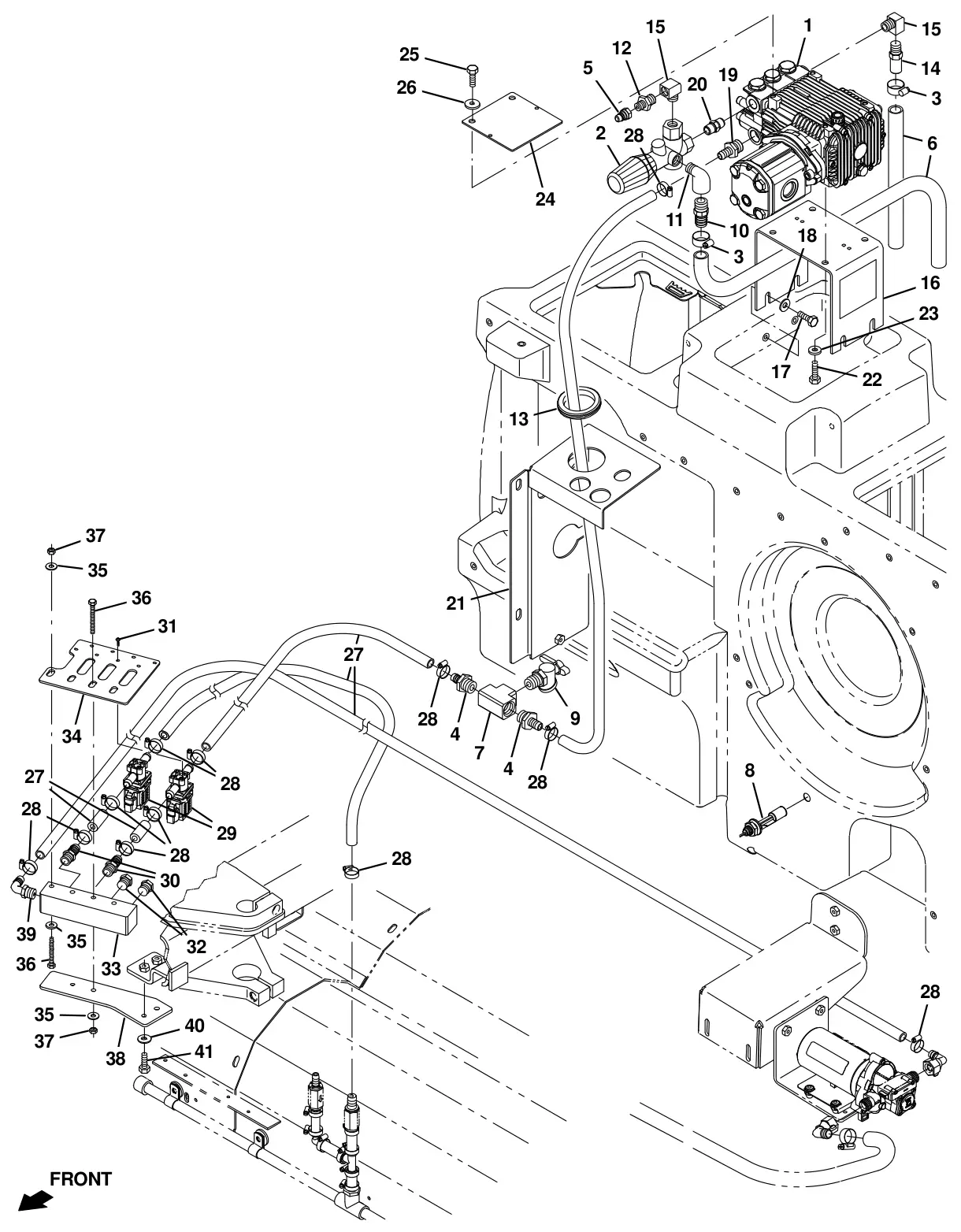 Tennant T20 Diesel pressure washer solution group (s/n 013001 -) (option) drawing, manual page 263