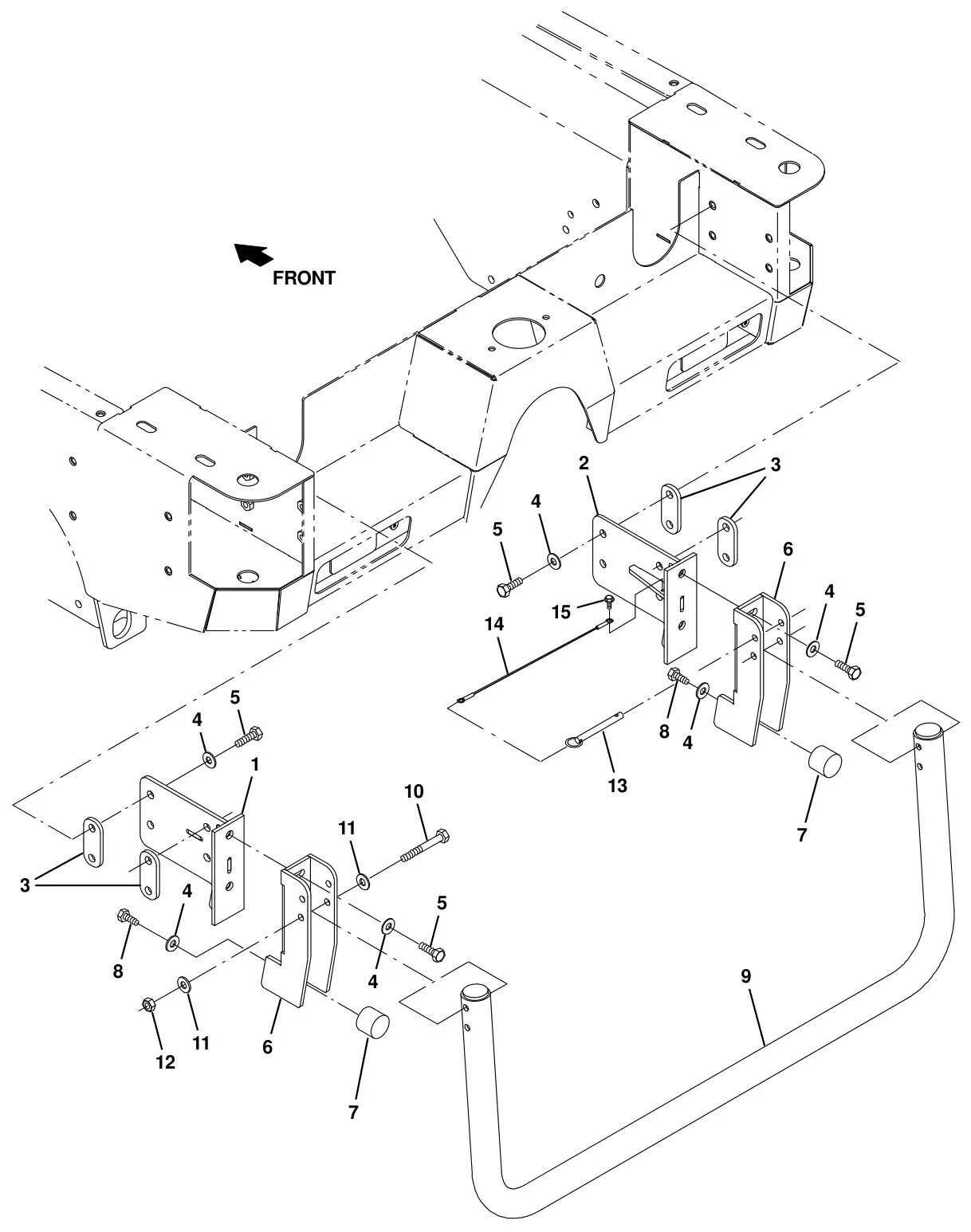 Tennant T20 Diesel rear squeegee guard group (option) drawing, manual page 269