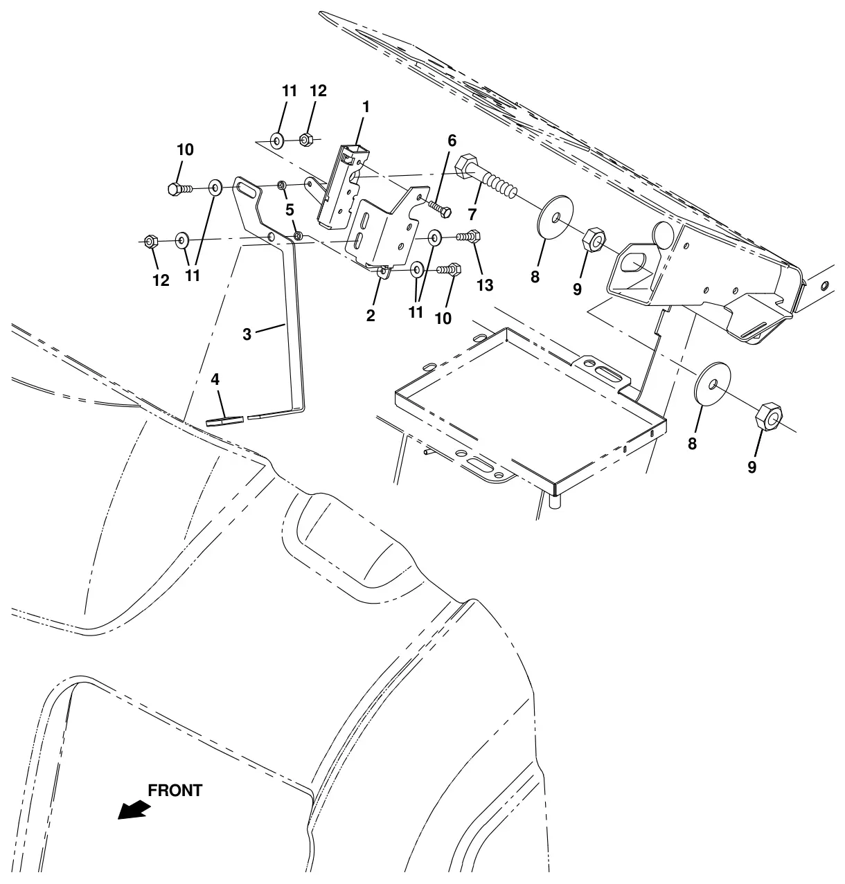 Tennant T20 Diesel front cover latch group (option) drawing, manual page 271