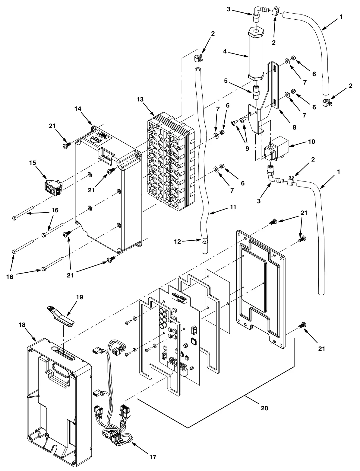 Tennant T3 Orbital ec-h2o module assembly breakdown (9007970) drawing, manual page 34