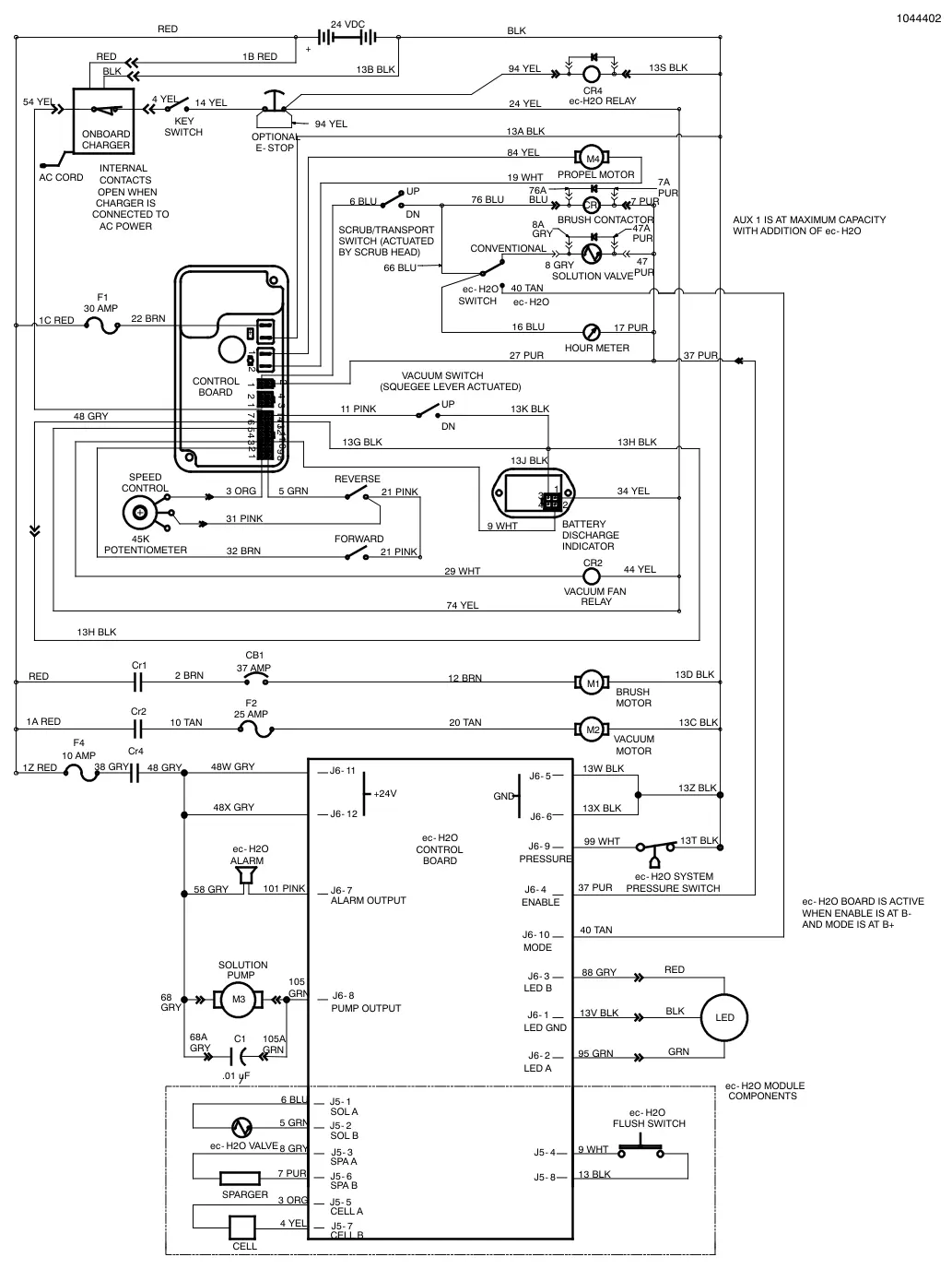 Tennant T3 Orbital electrical diagram, drive model, ec-h2o, manual page 44