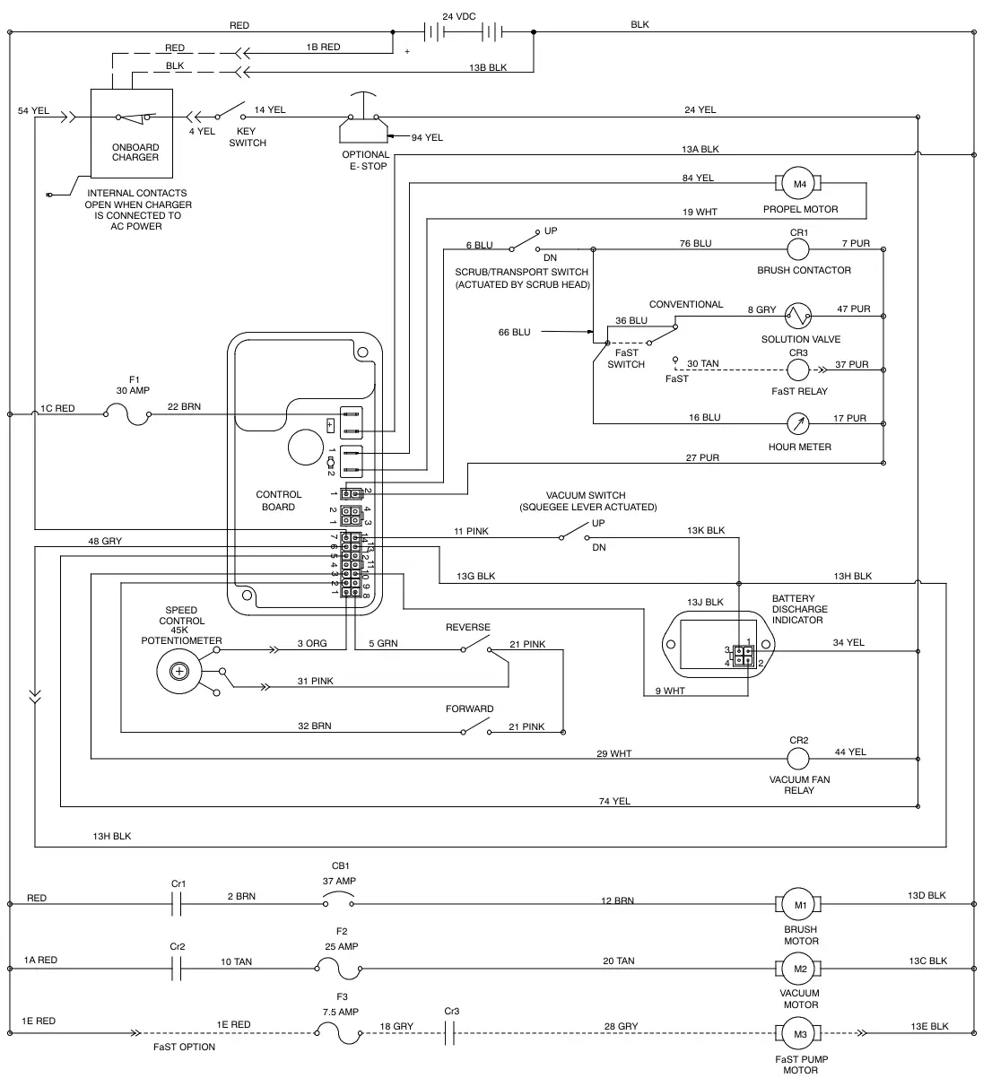 Tennant T3 Orbital electrical diagram, drive model, standard (conventional), manual page 43