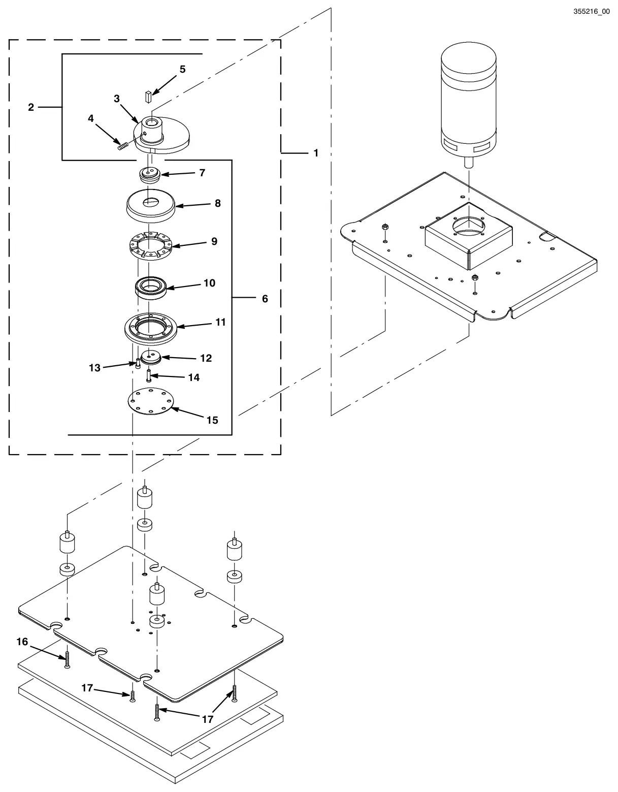 Tennant T3 Orbital orbital head eccentric drive assembly group drawing, manual page 26