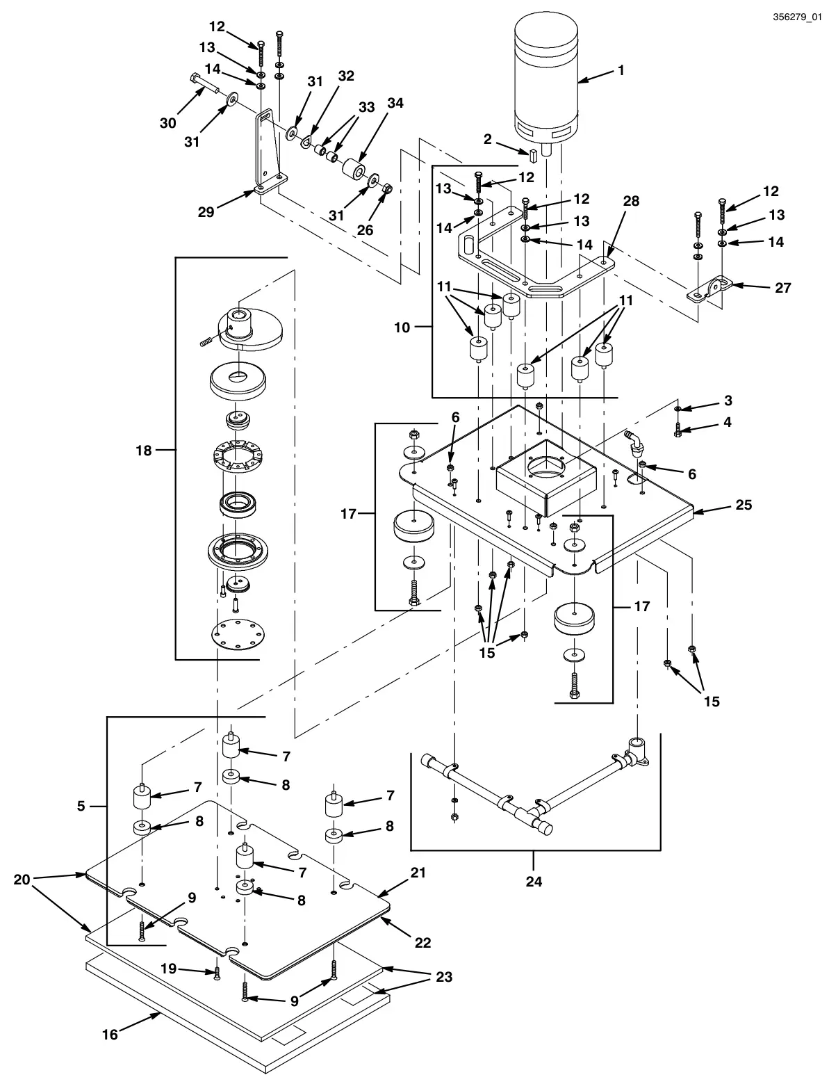Tennant T3 Orbital orbital head group drawing, manual page 24