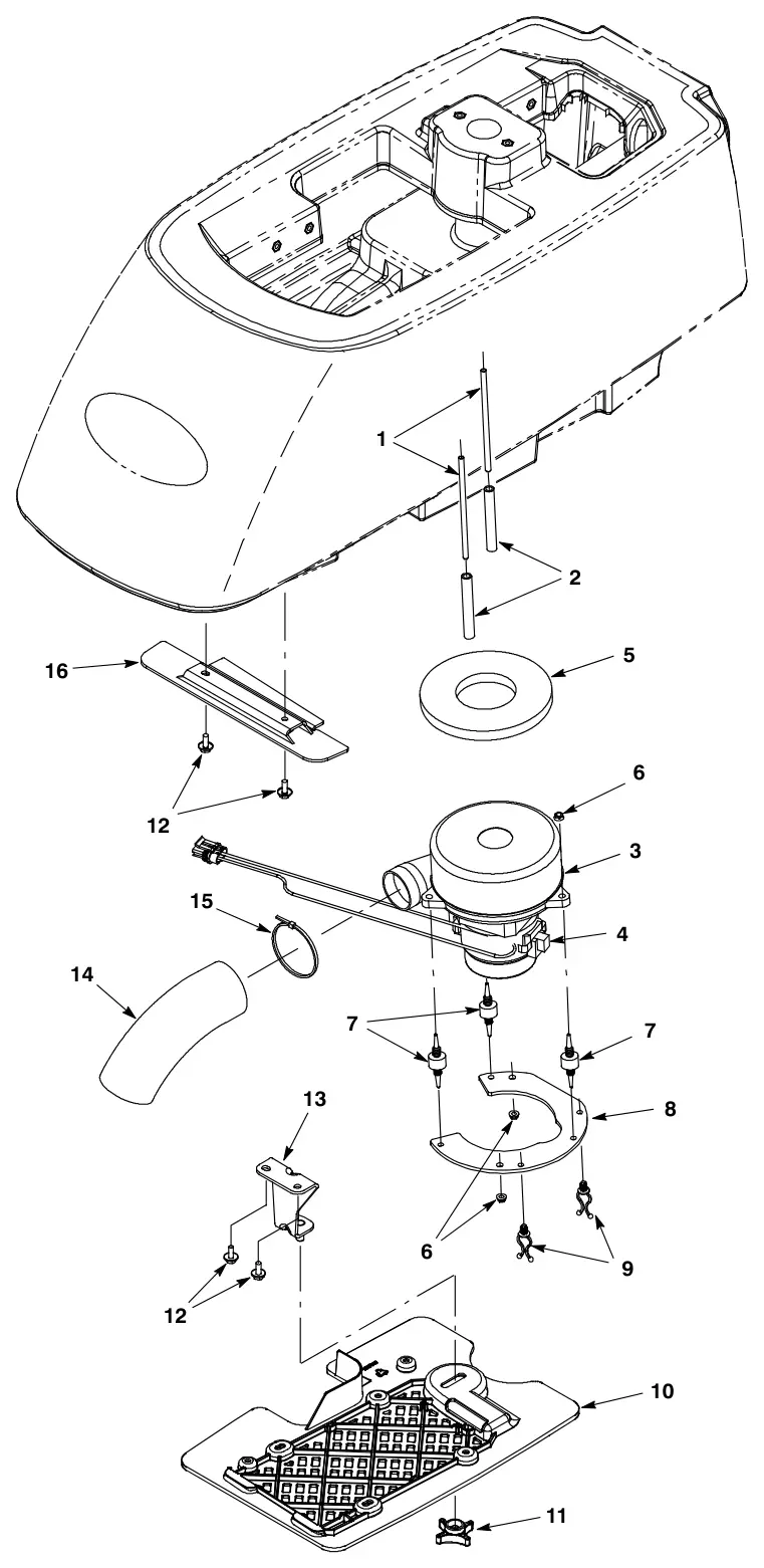Tennant T3 Orbital vacuum fan group drawing, manual page 10