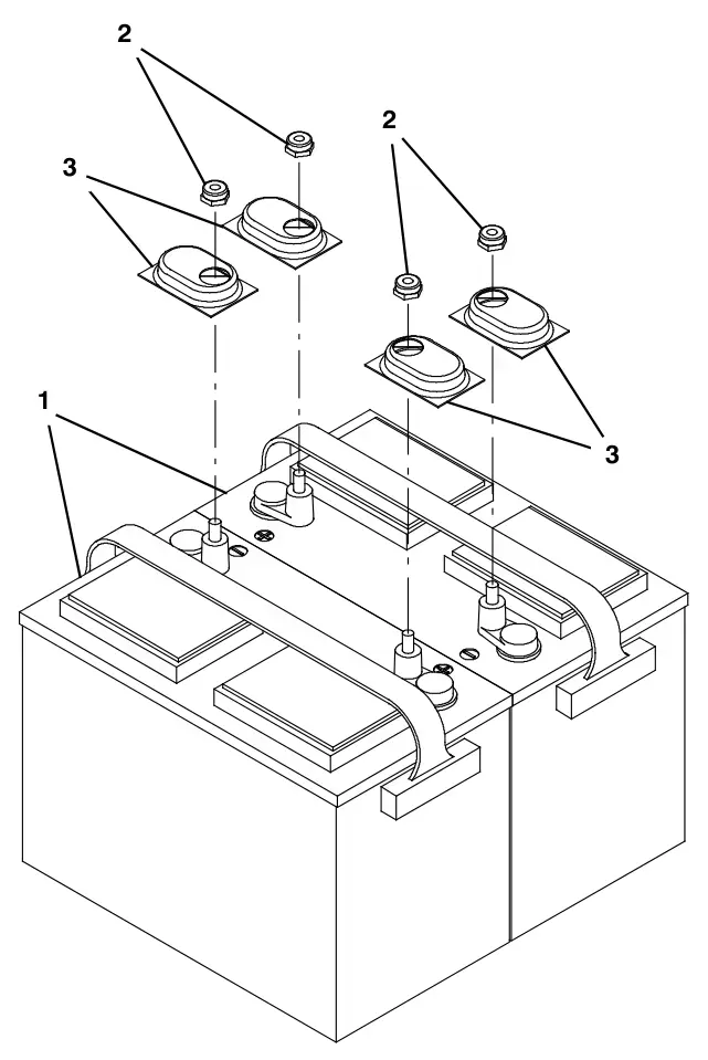 Tennant T300 battery group, 105 ah c20 wet drawing, manual page 128