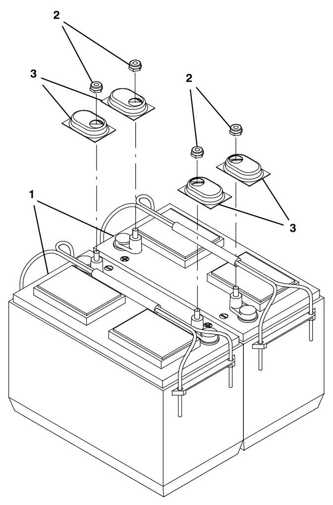 Tennant T300 battery group, 130 ah c20 wet drawing, manual page 129