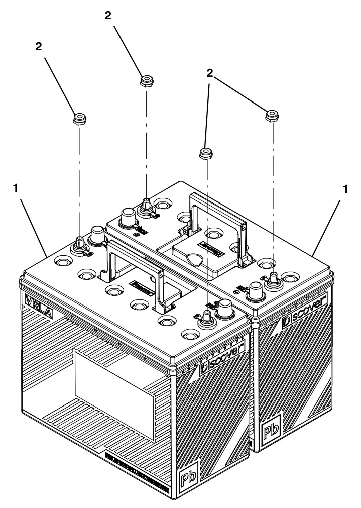 Tennant T300 battery group, 140 ah c20 agm drawing, manual page 131