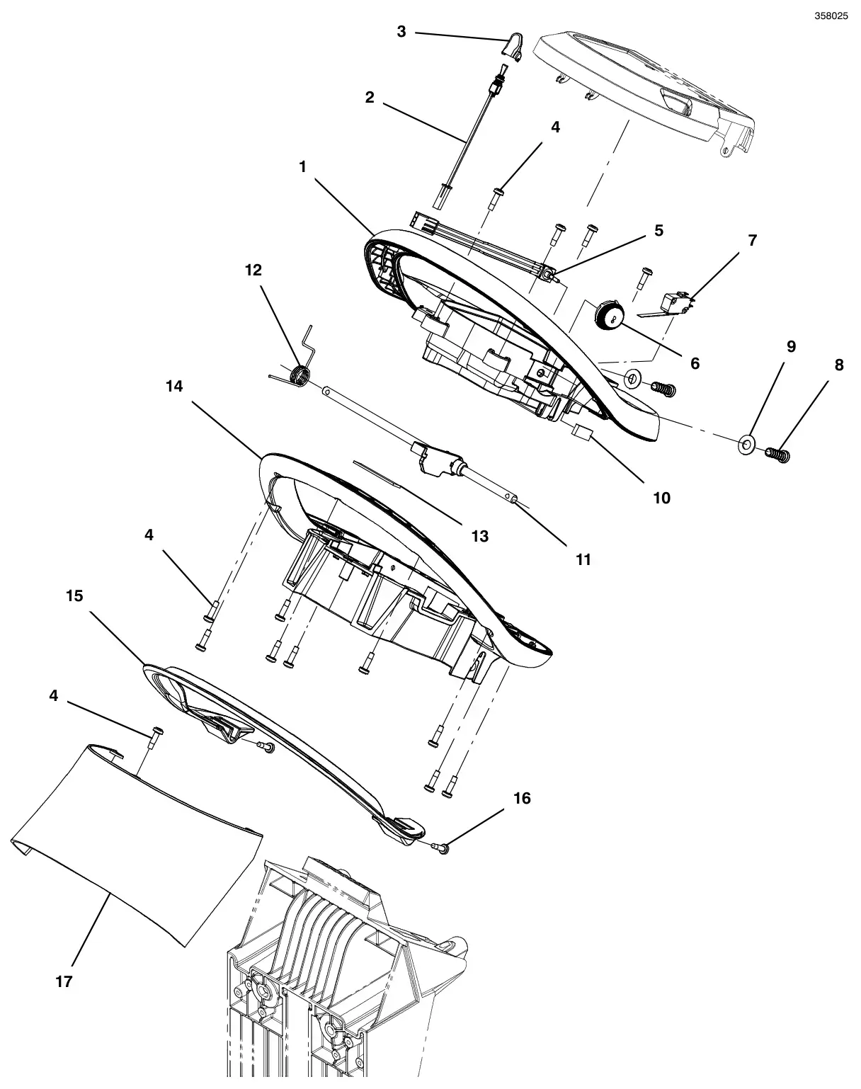 Tennant T300 console handle group, propel drawing, manual page 92