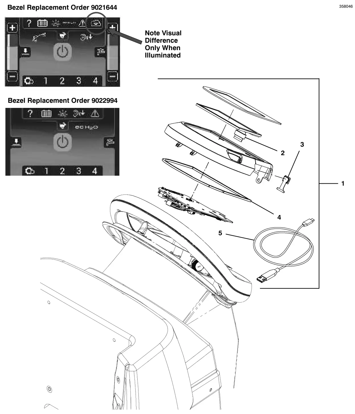 Tennant T300 console panel, pro-panel (lcd), propel, without telemetry drawing, manual page 104