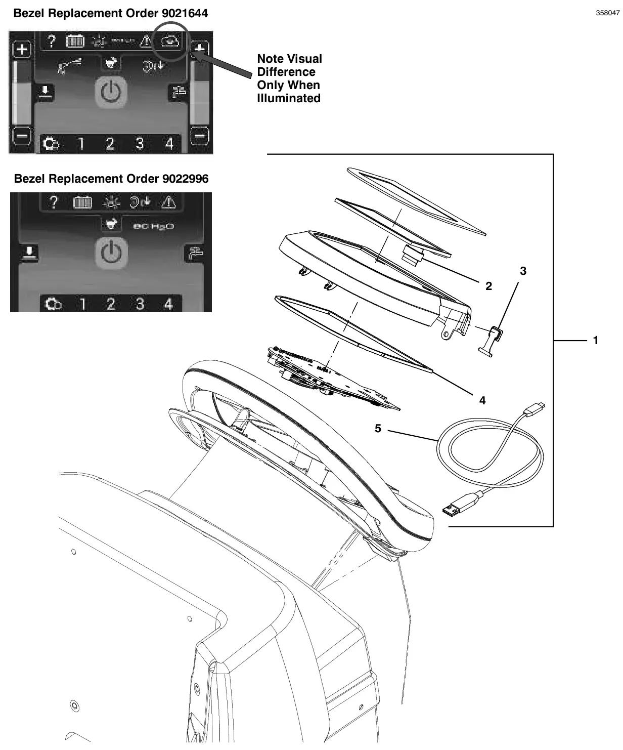 Tennant T300 console panel, pro-panel (lcd), push, without telemetry drawing, manual page 106