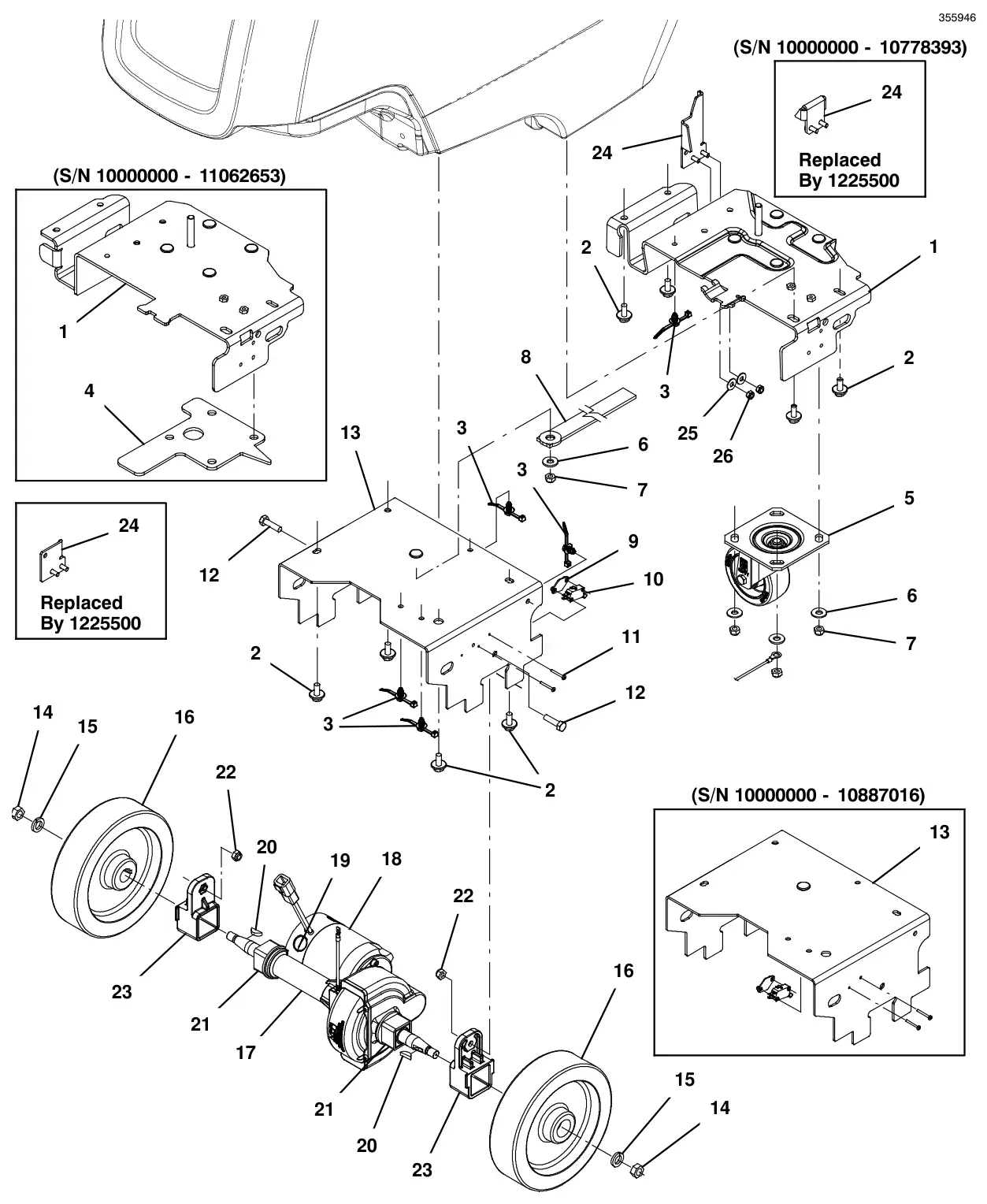 Tennant T300 frame group, propel model drawing, manual page 42