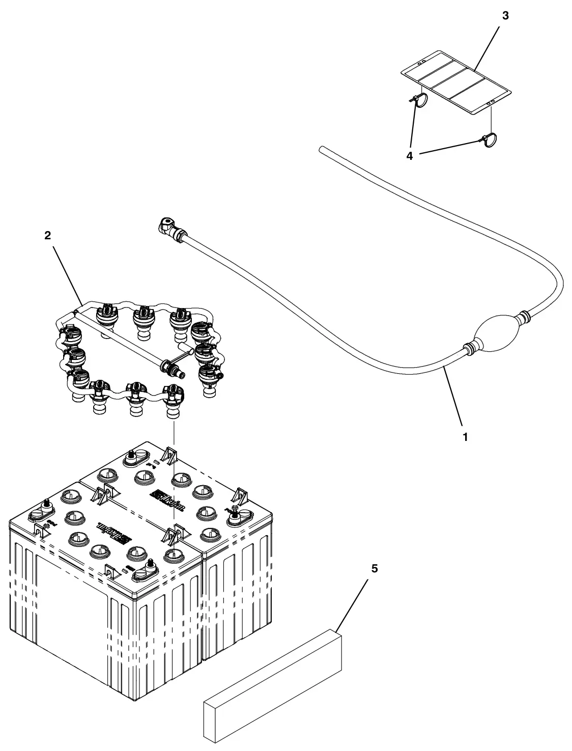 Tennant T300 manual battery watering system (s/n 11028698 and later) drawing, manual page 166