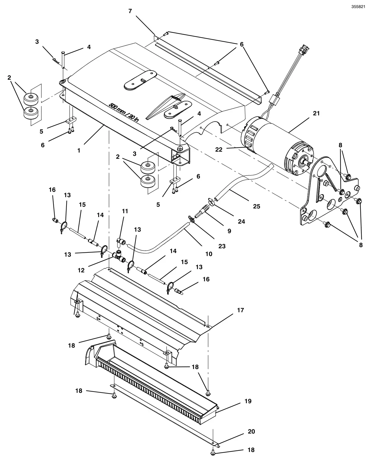 Tennant T300 scrub head group, 20 in (50 cm) cylindrical drawing, manual page 26