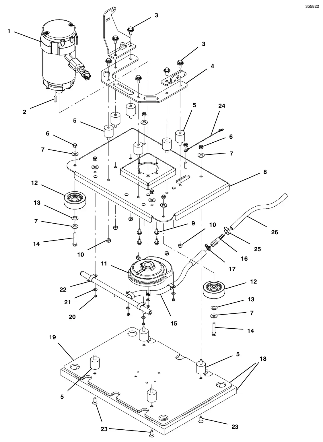 Tennant T300 scrub head group, 20 in (50 cm) orbital drawing, manual page 30