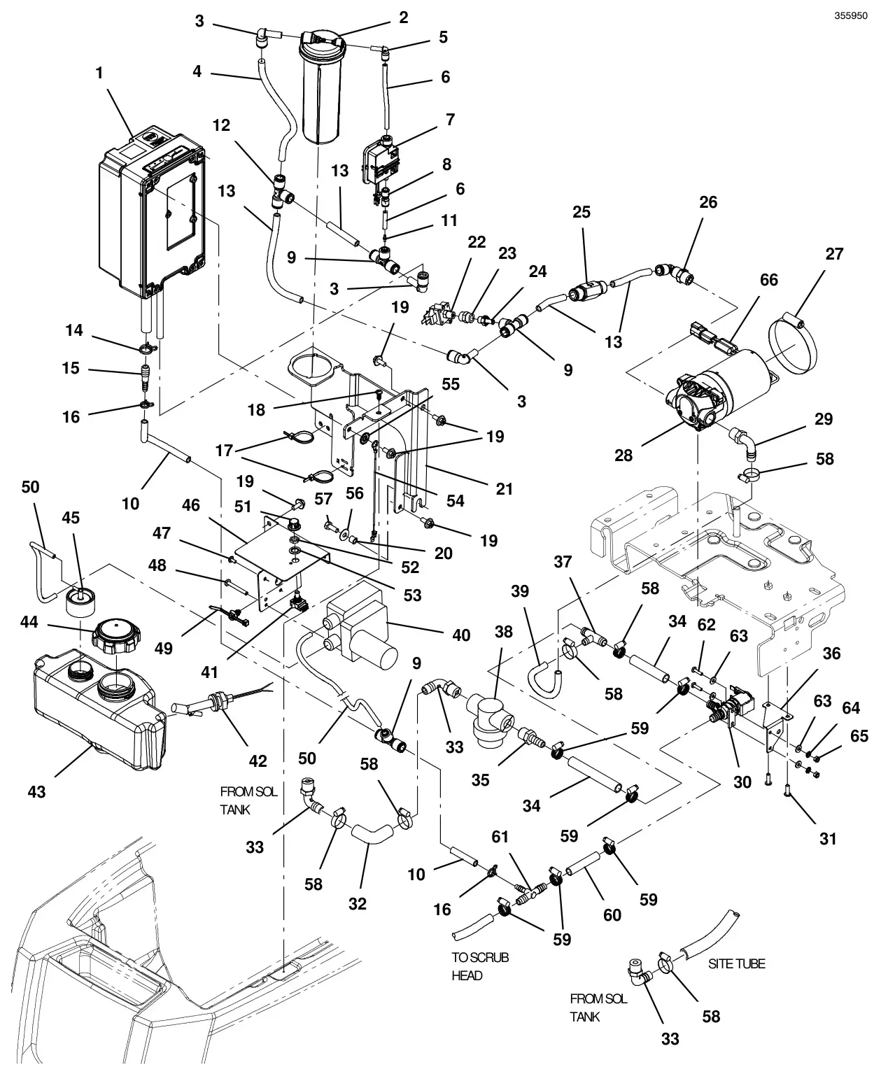 Tennant T300 solution group, standard model ec-h2o & severe environment (continued) drawing, manual page 70