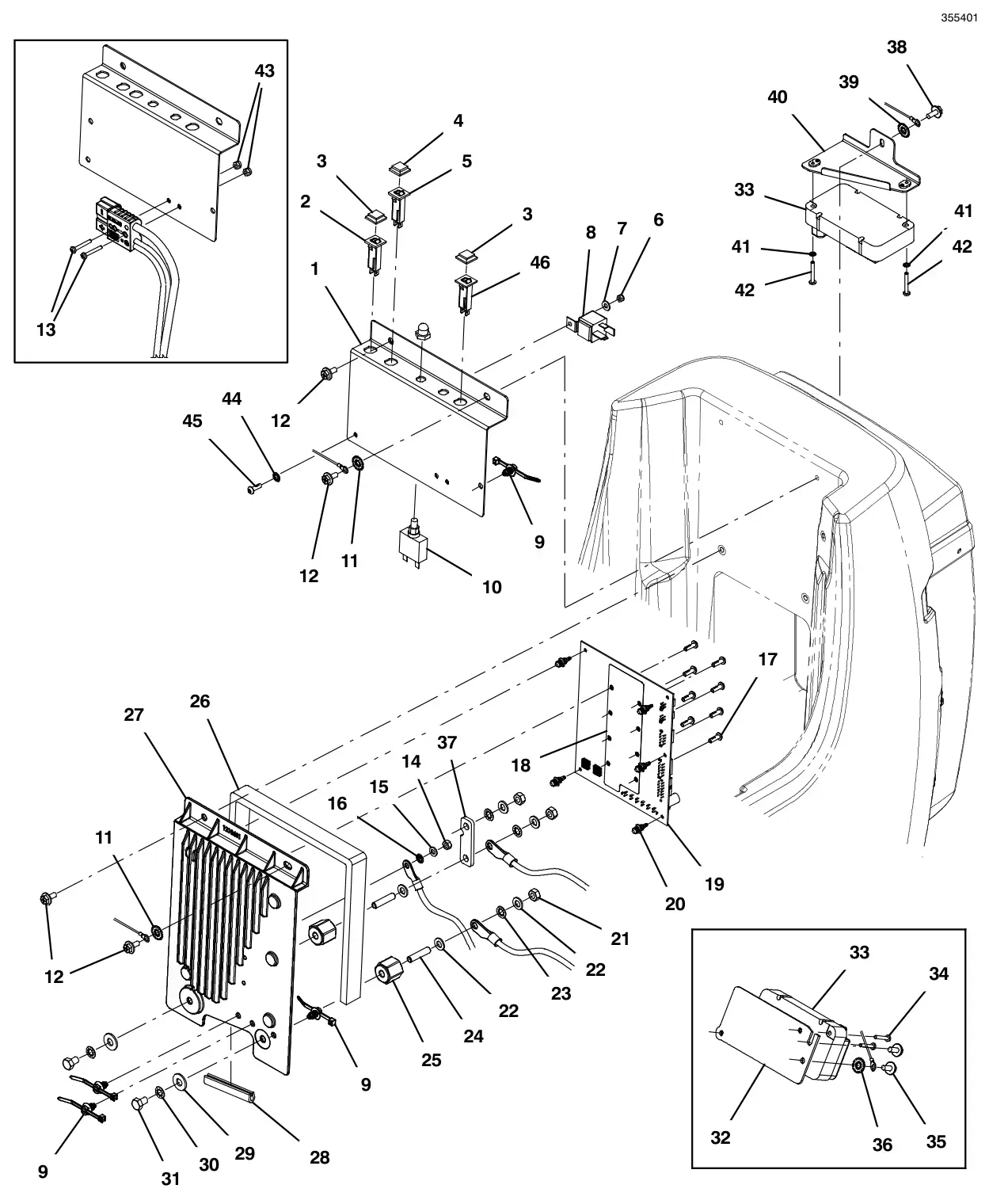 Tennant T300 standard electrical components group drawing, manual page 84