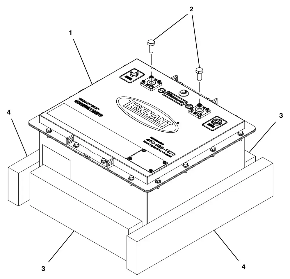 Tennant T300 (S/N 30064755-40000000) battery group, 100ah lithium- ion (china) drawing, manual page 154