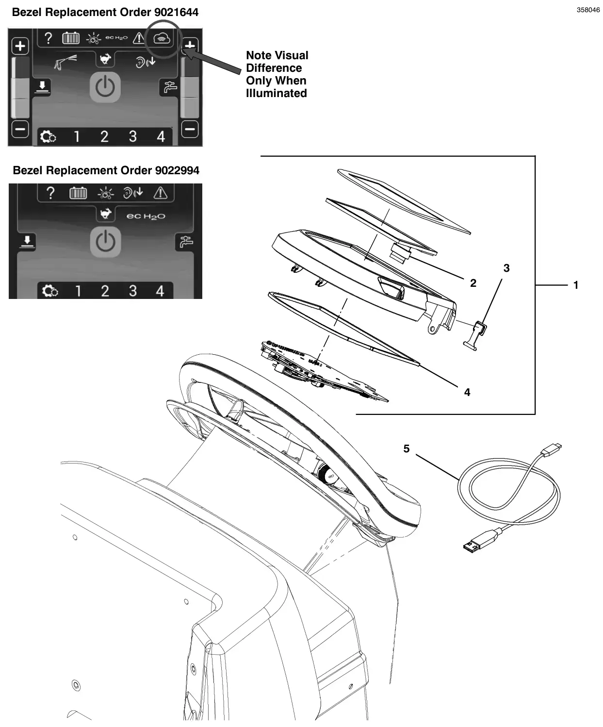 Tennant T300 (S/N 30064755-40000000) console panel, pro-panel (lcd), propel, without telemetry (t300 model) drawing, manual page 106