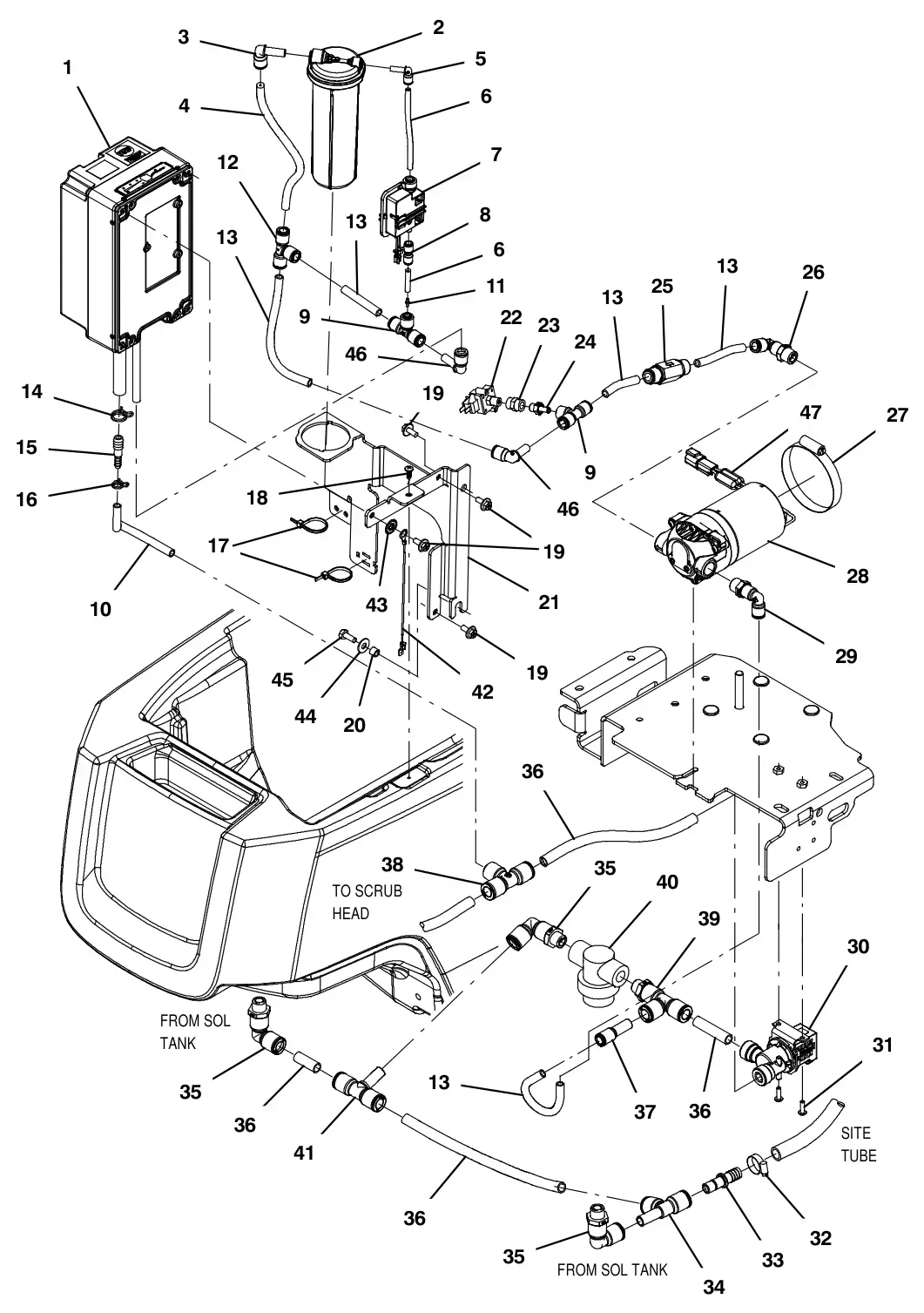 Tennant T300 (S/N 30064755-40000000) ec- h2o solution group (t300 model) drawing, manual page 76