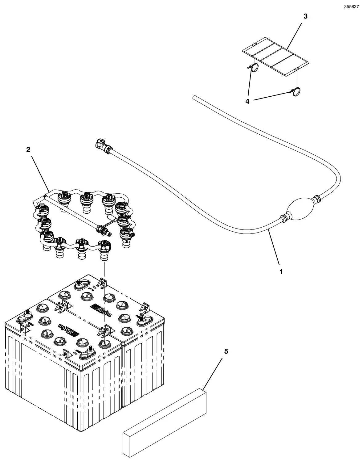 Tennant T300 (S/N 30064755-40000000) manual battery watering system (s/n oct2022 - ) drawing, manual page 158