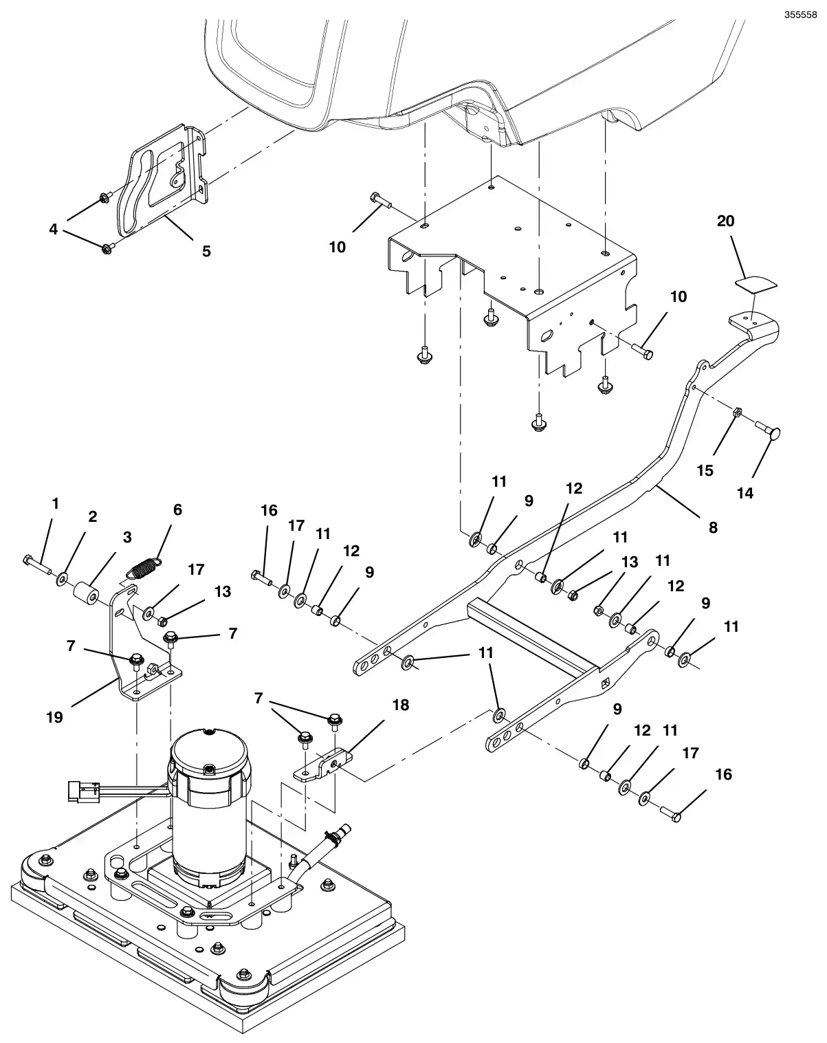 Tennant T300 (S/N 30064755-40000000) scrub head lift group, 50cm orbital model (t300 model) drawing, manual page 126