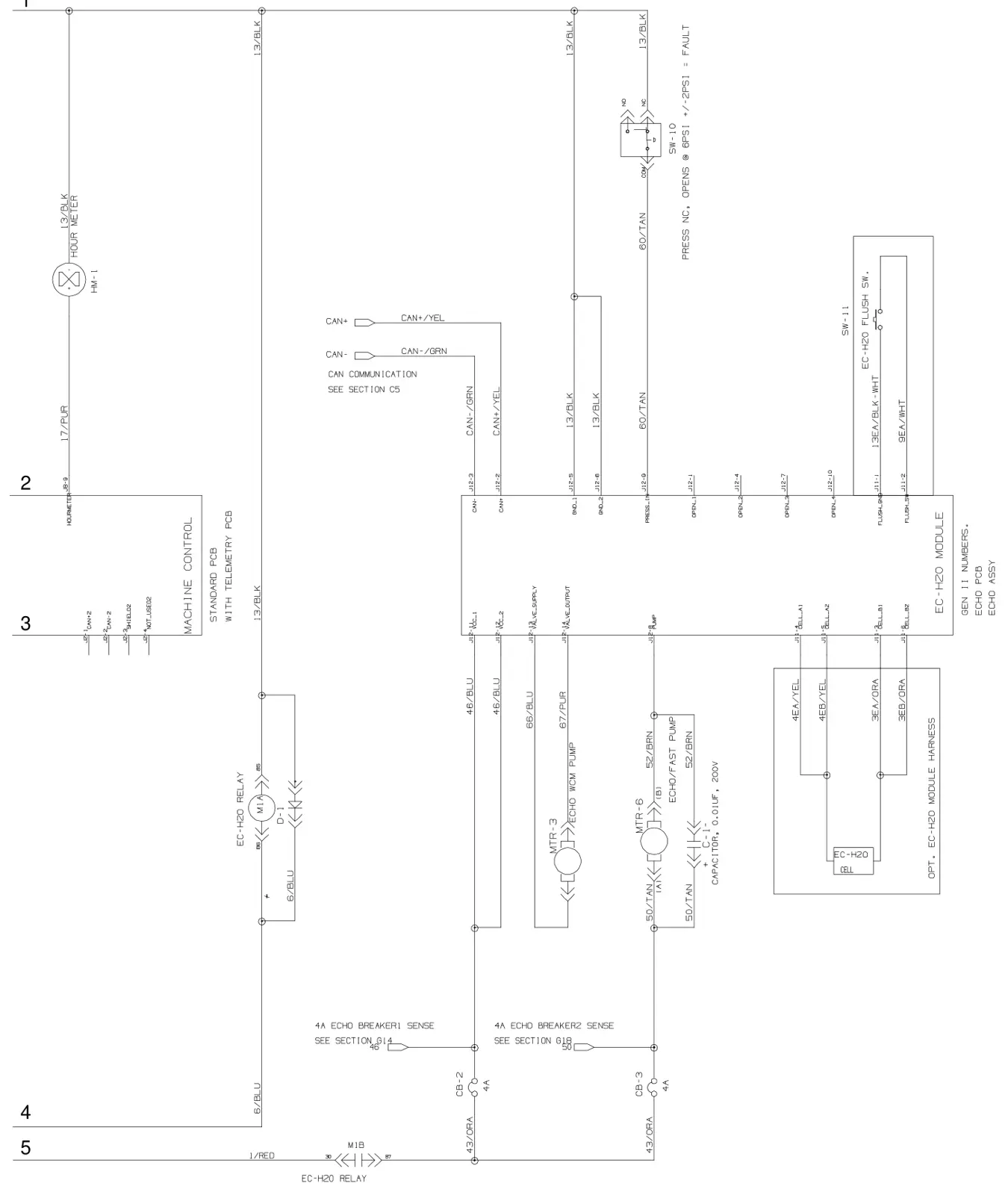 Tennant T300 / T300e (manual 9014517) Electrical: Electrical Diagram, Propel Membrane T300 Model (Page 4 of 4), manual page 135