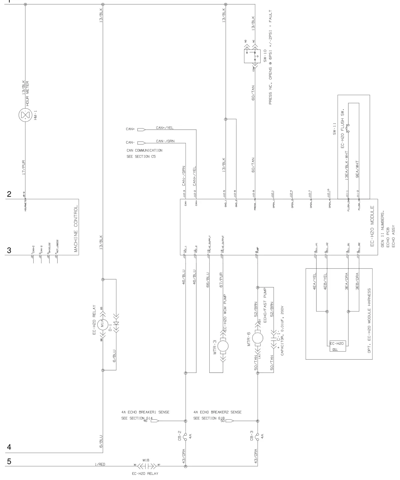 Tennant T300 / T300e (manual 9014517) Electrical: Electrical Diagram, Push Membrane T300 Model (Page 4 of 4), manual page 139