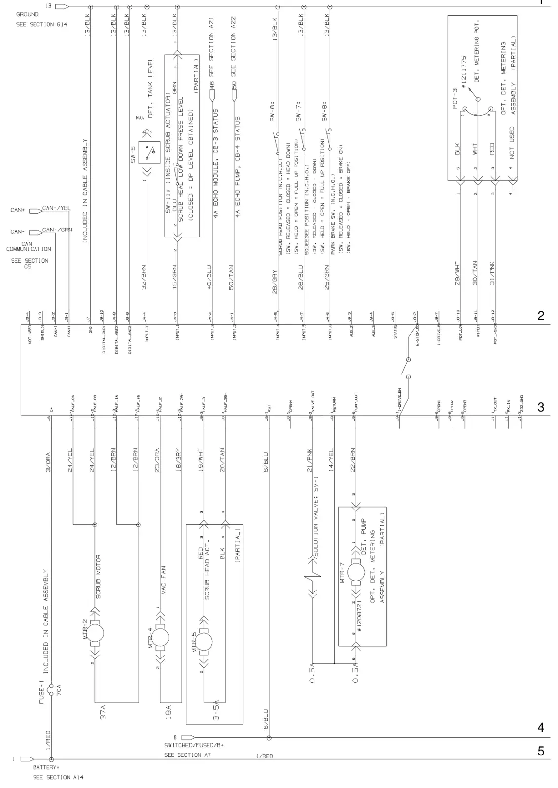 Tennant T300 / T300e (manual 9014517) Electrical: Electrical Diagram, Push Pro- Panel (LCD) T300 Model (Page 3 of 4), manual page 146