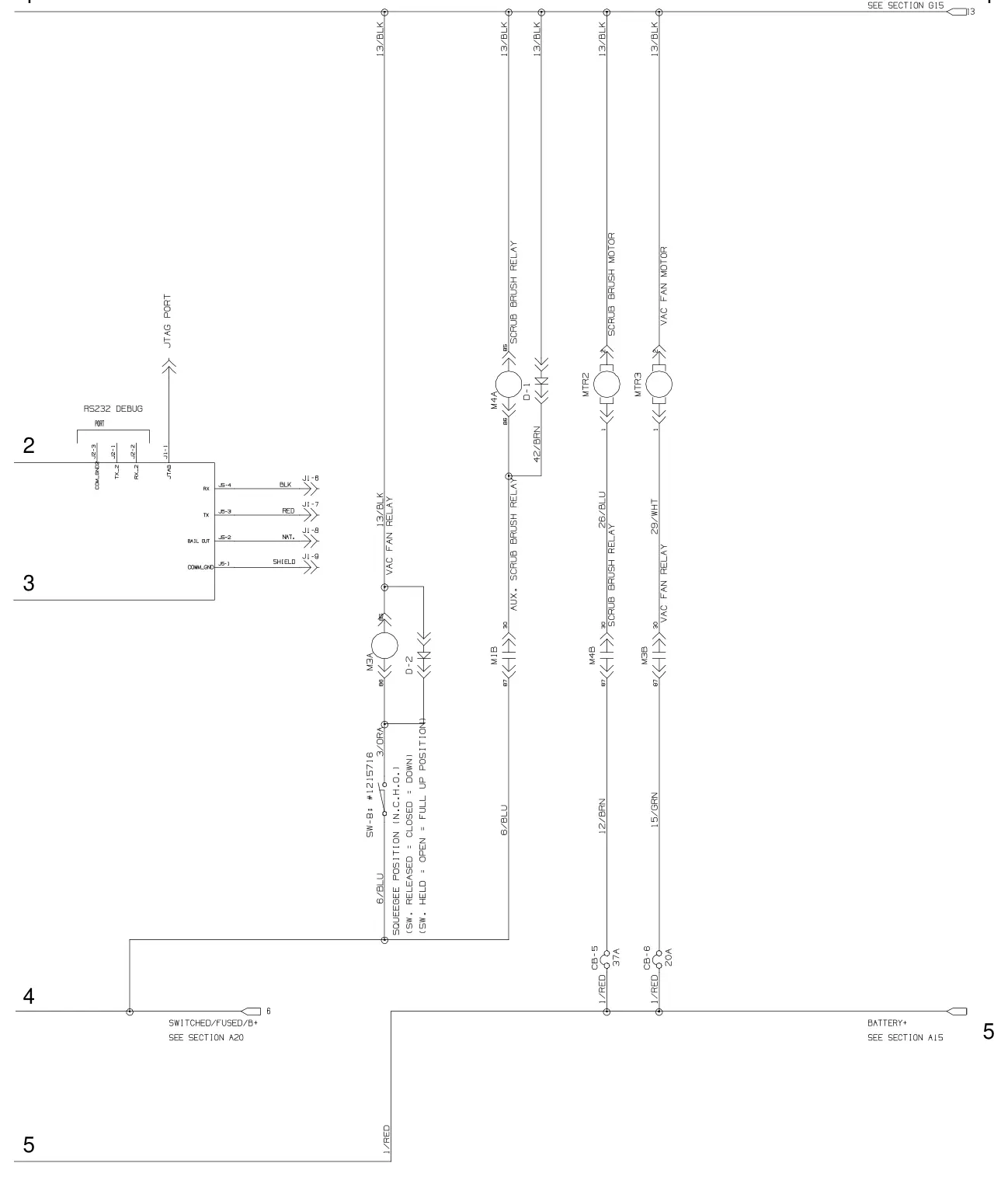 Tennant T300 / T300e (manual 9014517) Electrical: Electrical Diagram, Push T300e Model (Page 2 of 3), manual page 152