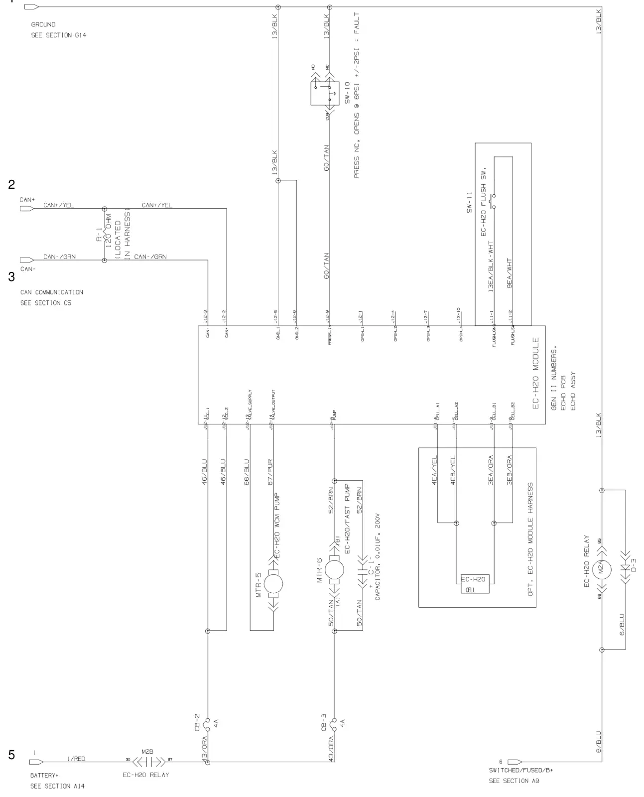 Tennant T300 / T300e (manual 9014517) Electrical: Electrical Diagram, Push T300e Model (Page 3 of 3), manual page 153