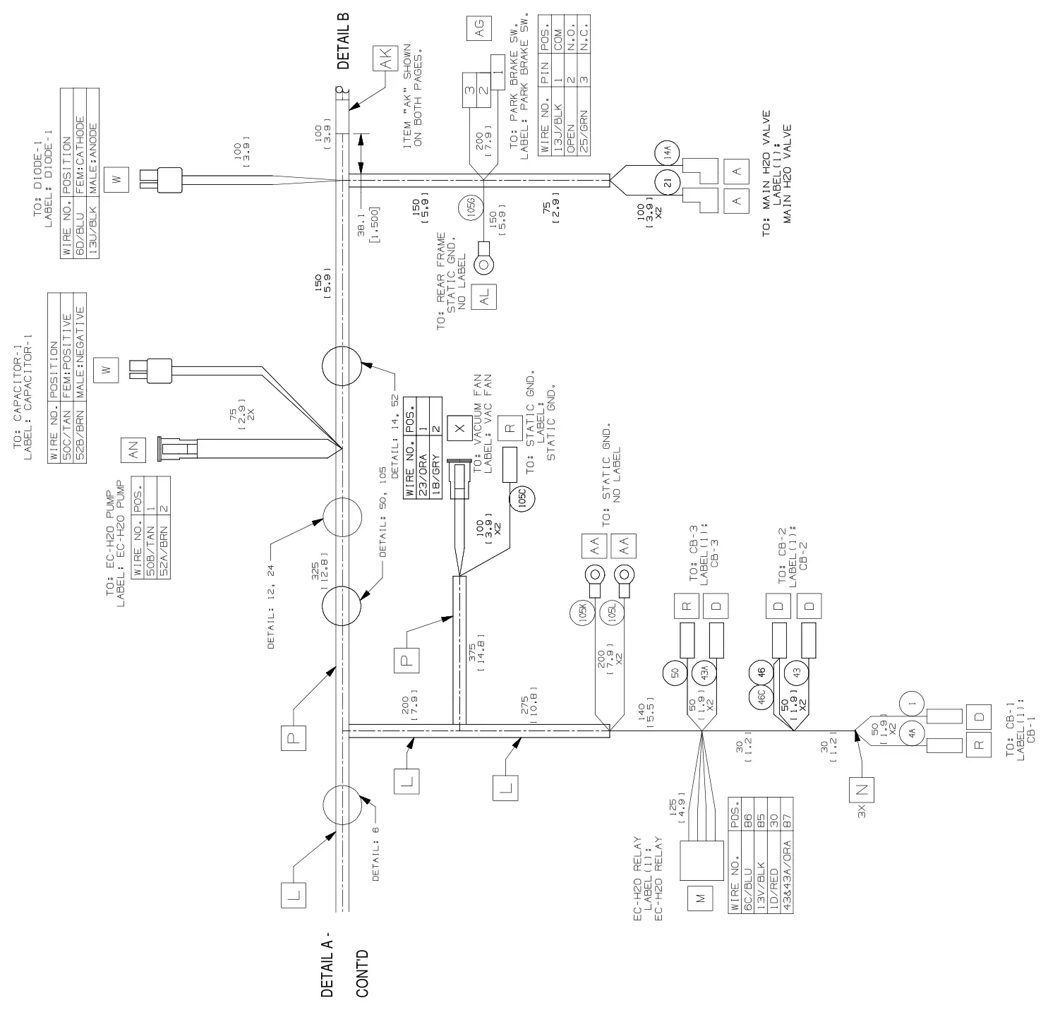 Tennant T300 / T300e (manual 9014517) Electrical: Electrical Harness, Main Push T300 Model (Page 2 of 3), manual page 159