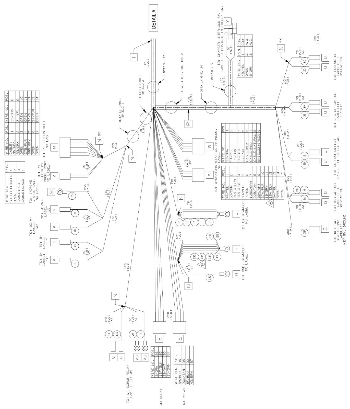 Tennant T300 / T300e (manual 9014517) Electrical: Electrical Harness, Main Propel T300e Model (Page 1 of 3), manual page 162