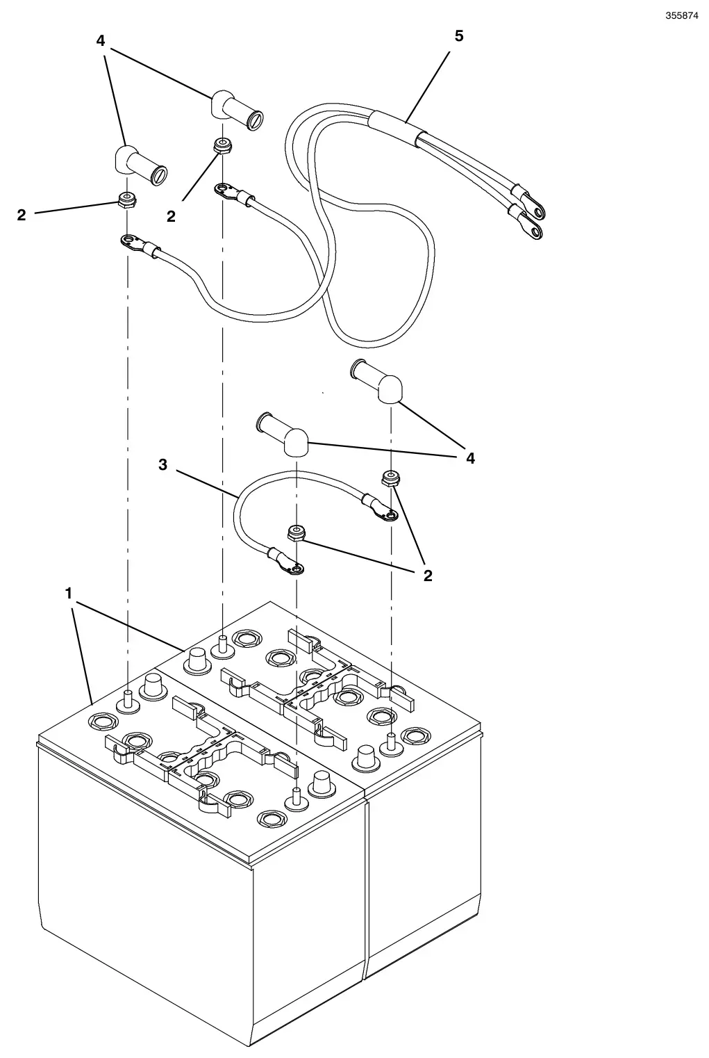 Tennant T300e battery and cable group, 140 ah agm drawing, manual page 38