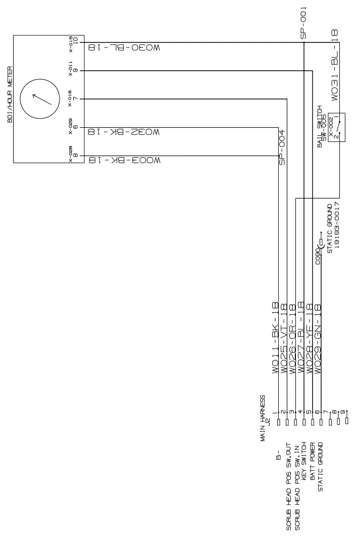 Tennant T300e electrical schematic, bdi adapter, manual page 45