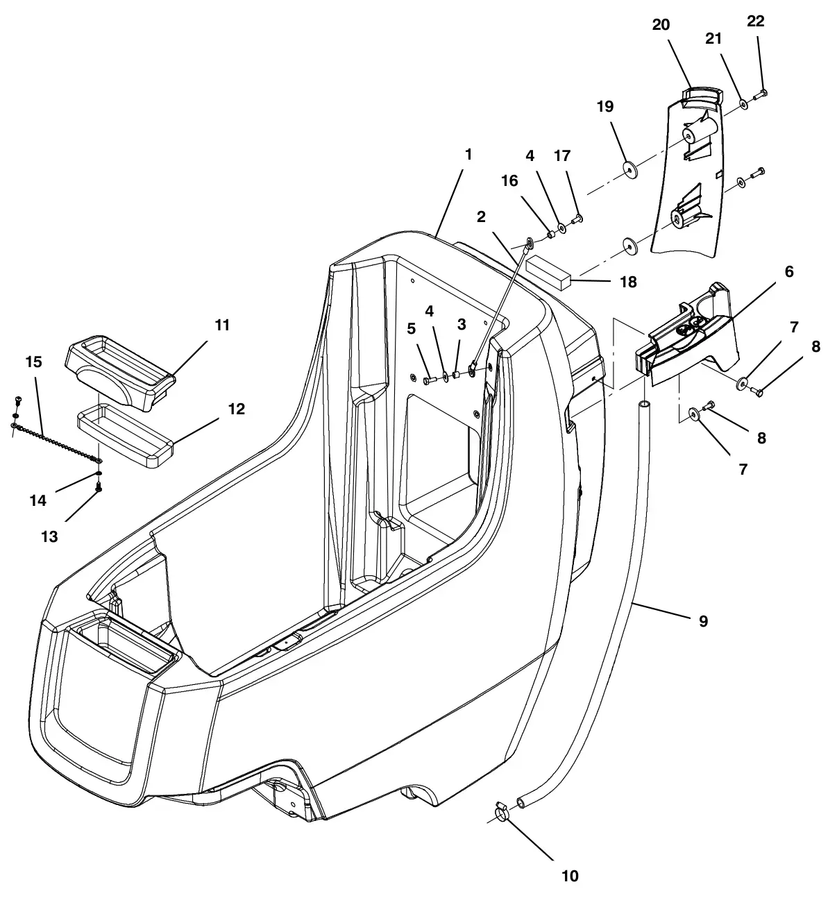 Tennant T300e solution tank group drawing, manual page 16