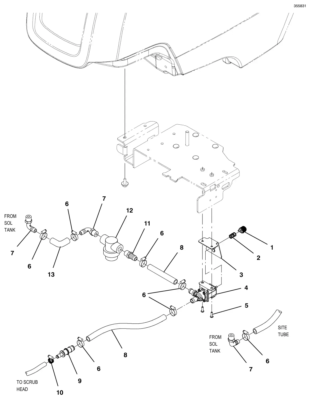 Tennant T300e solution group drawing, manual page 20