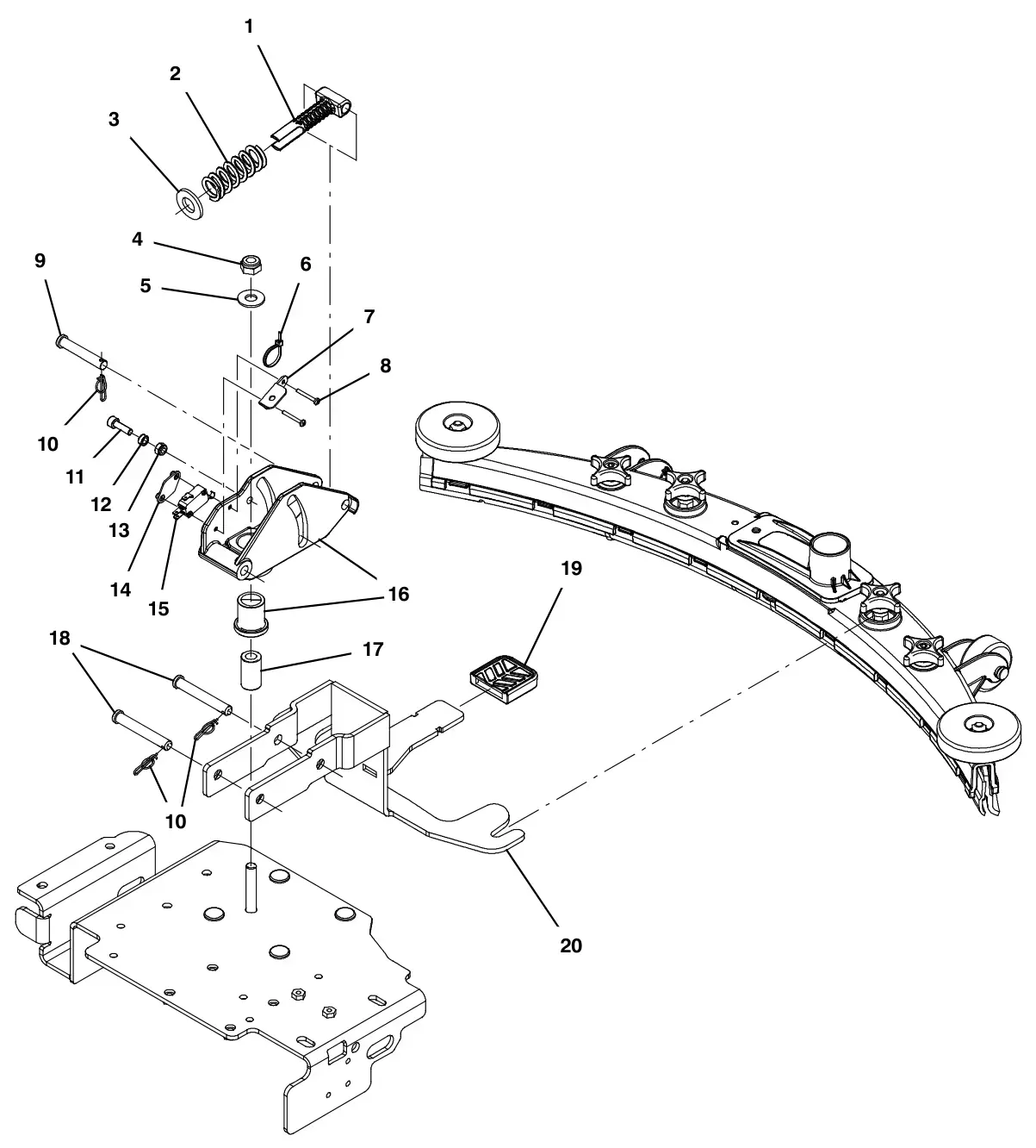 Tennant T300e squeegee lift group drawing, manual page 34