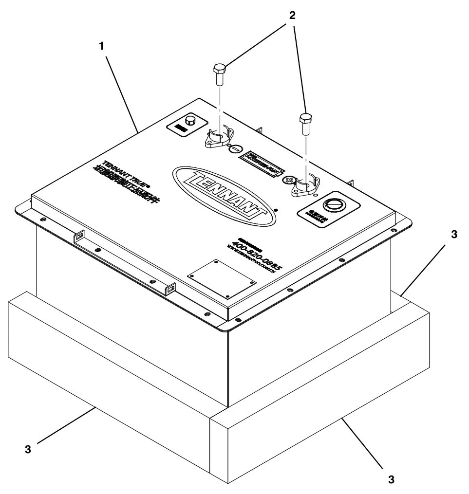 Tennant T300e (S/N 30061275-40000000) battery group, 107ah lithium- ion (china) drawing, manual page 155