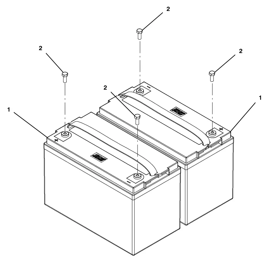 Tennant T300e (S/N 30061275-40000000) battery group, 135ah agm (china) drawing, manual page 153