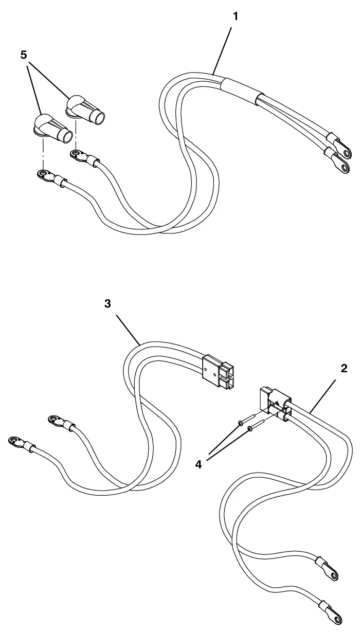 Tennant T300e (S/N 30061275-40000000) battery cable group, lithium (t300e model) drawing, manual page 134