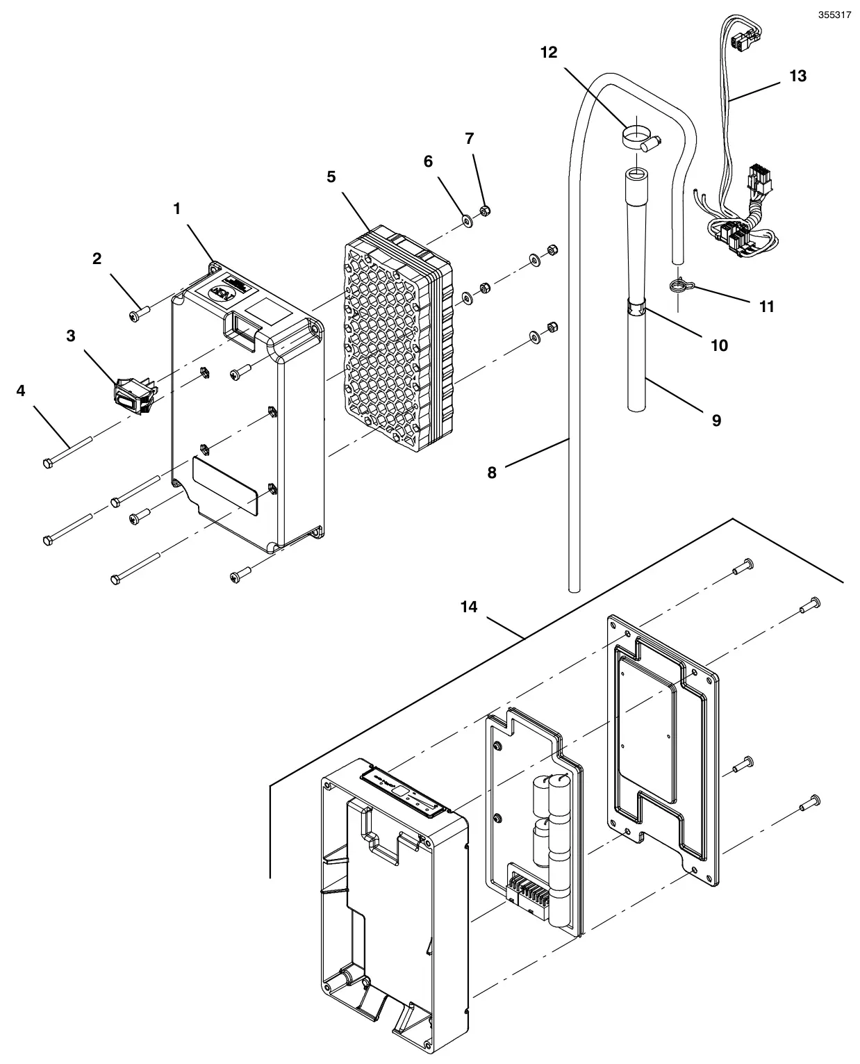 Tennant T300e (S/N 30061275-40000000) breakdowns ec- h2o nanoclean module breakdown 9011810 drawing, manual page 166
