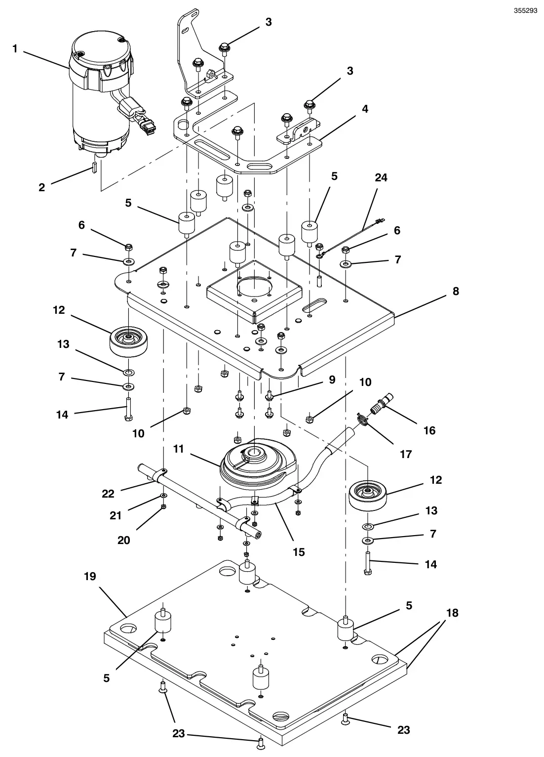 Tennant T300e (S/N 30061275-40000000) scrub head group, 50cm orbital drawing, manual page 44
