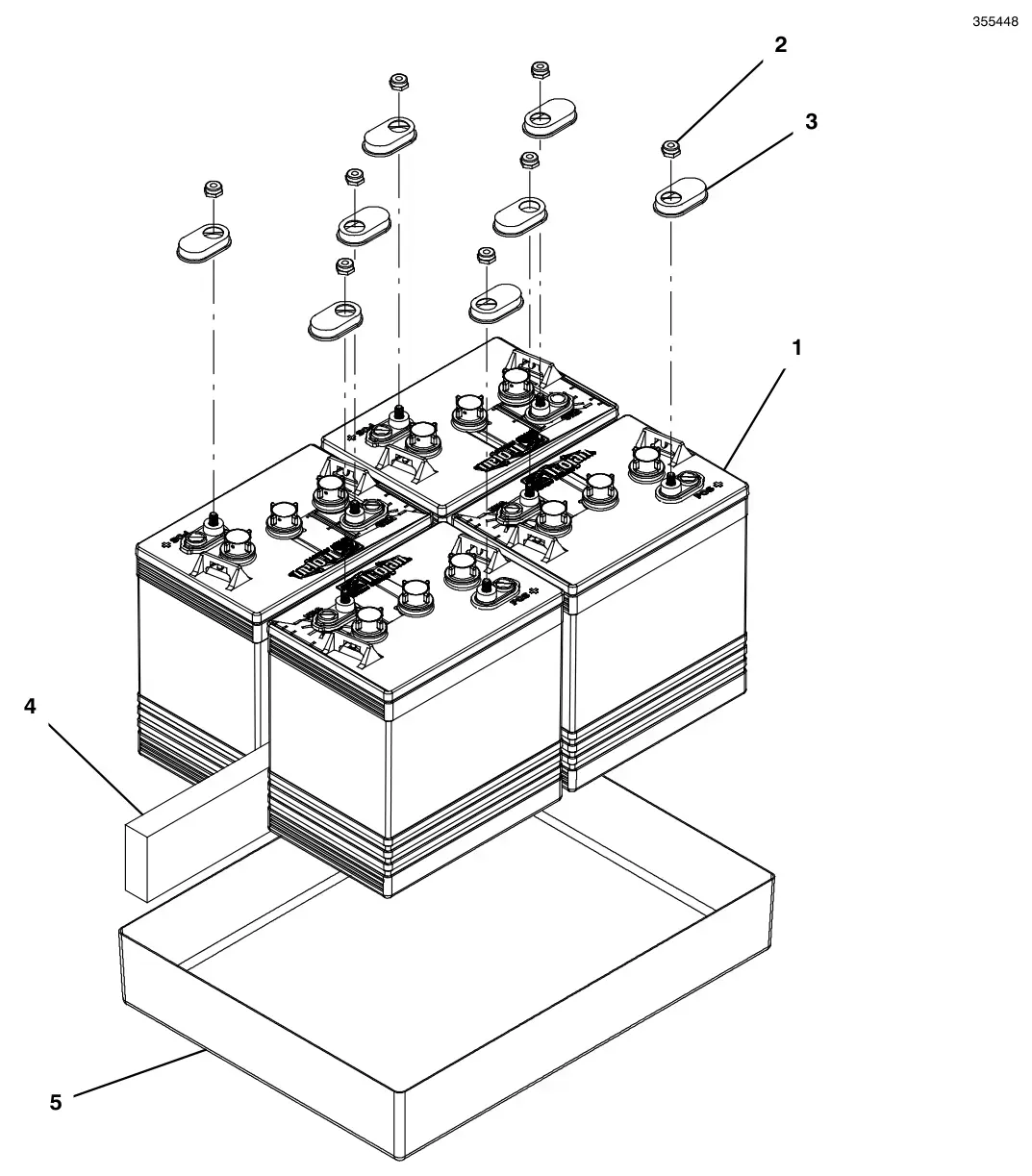 Tennant T500 battery group, wet 260ah drawing, manual page 88