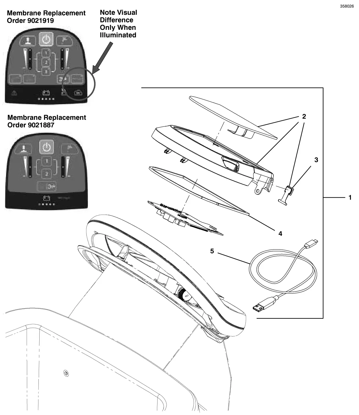 Tennant T500 console panel, pro-membrane, without telemetry drawing, manual page 58