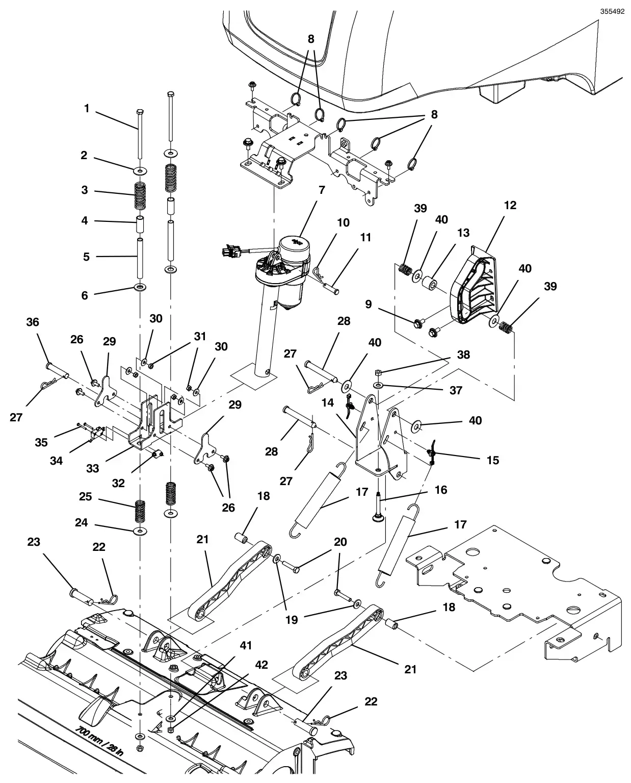 Tennant T500 head lift group, cylindrical drawing, manual page 40
