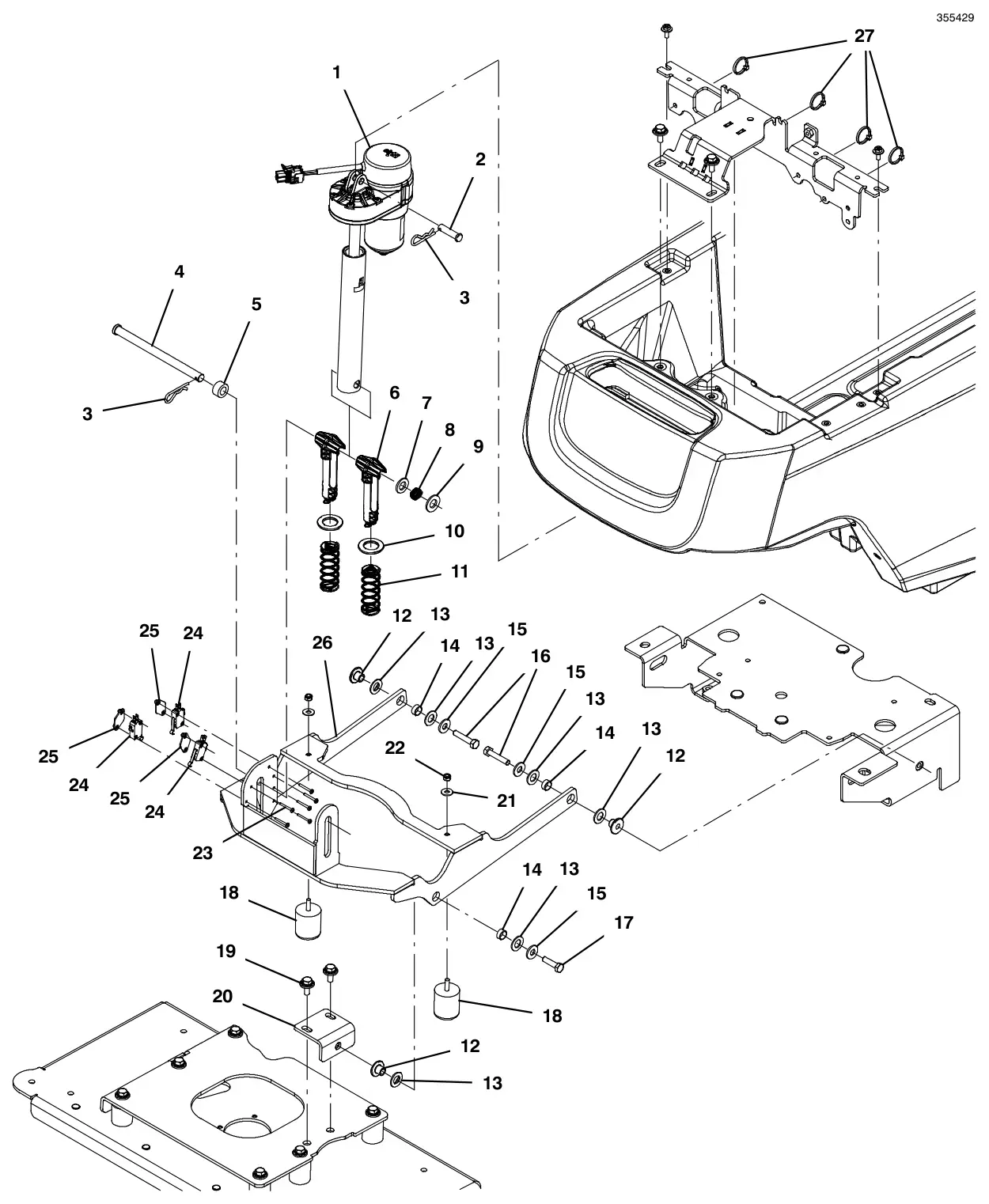 Tennant T500 head lift group, orbital drawing, manual page 42