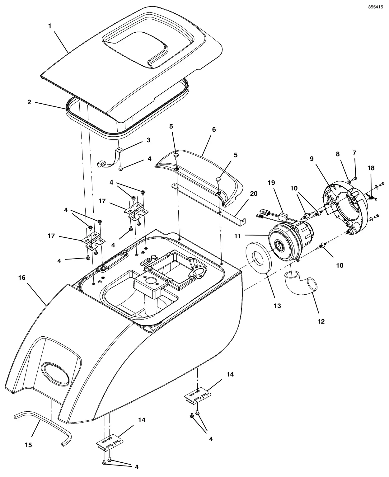 Tennant T500 recovery tank group drawing, manual page 26