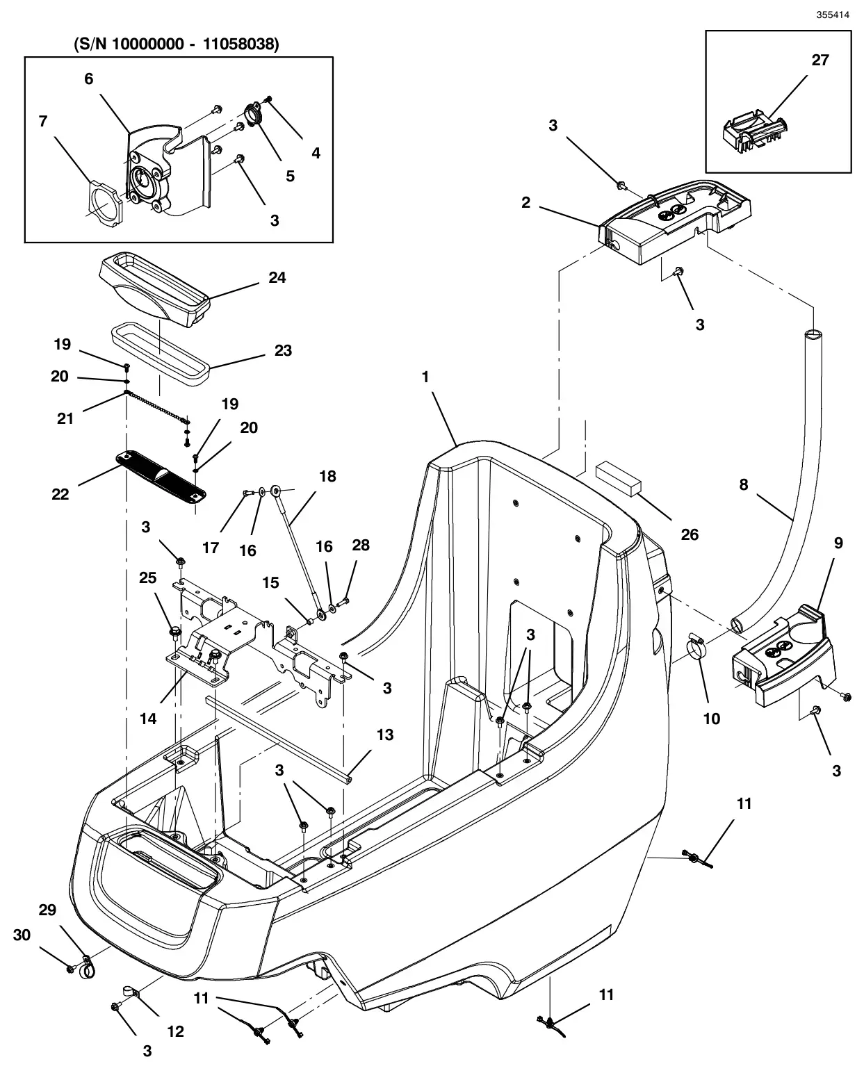 Tennant T500 solution tank group drawing, manual page 30